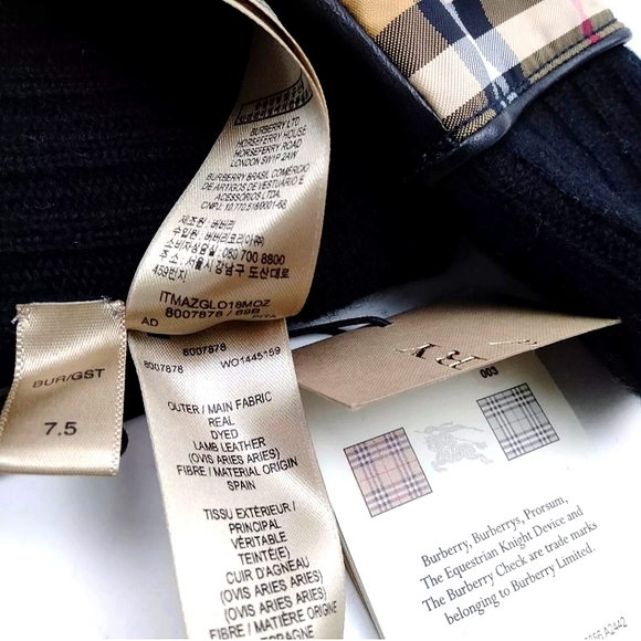 NWT BURBERRY NIVA CHECK LAMB LEATHER GLOVES - Picture 8 of 8